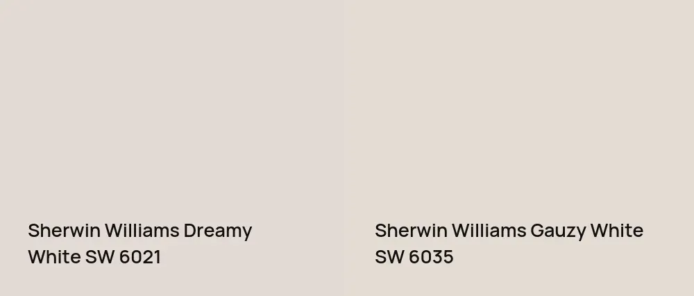 Sherwin Williams Dreamy White SW 6021 vs Sherwin Williams Gauzy White SW 6035