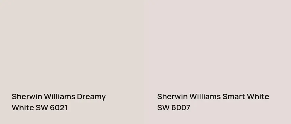Sherwin Williams Dreamy White SW 6021 vs Sherwin Williams Smart White SW 6007