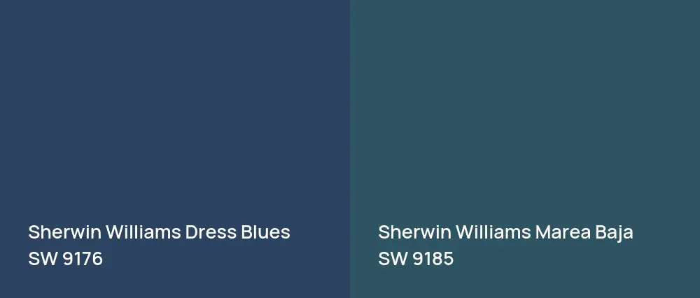 Sherwin Williams Dress Blues SW 9176 vs Sherwin Williams Marea Baja SW 9185