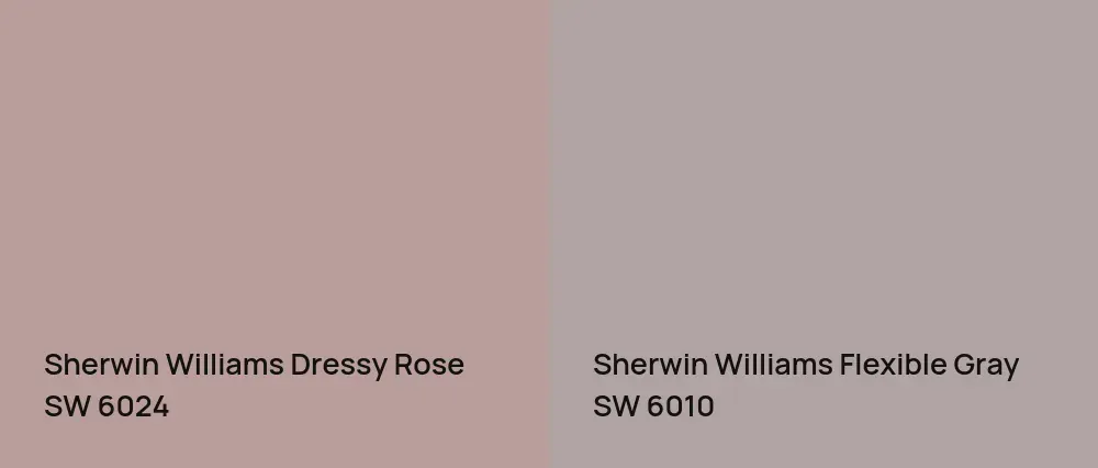 Sherwin Williams Dressy Rose SW 6024 vs Sherwin Williams Flexible Gray SW 6010