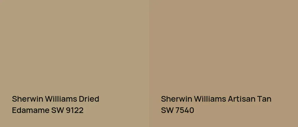 Sherwin Williams Dried Edamame SW 9122 vs Sherwin Williams Artisan Tan SW 7540