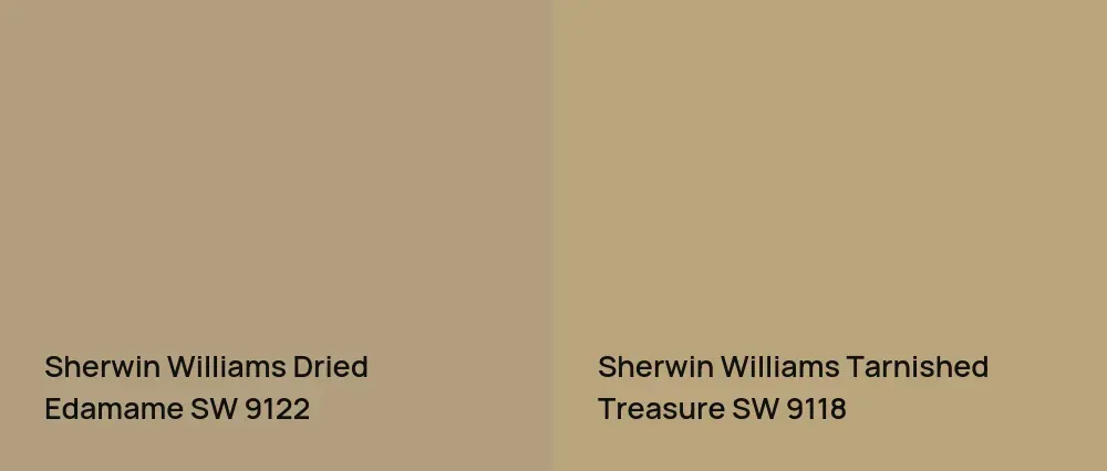 Sherwin Williams Dried Edamame SW 9122 vs Sherwin Williams Tarnished Treasure SW 9118