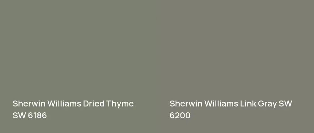 Sherwin Williams Dried Thyme SW 6186 vs Sherwin Williams Link Gray SW 6200