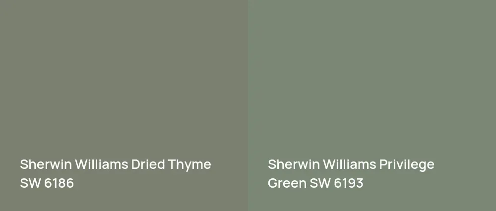 Sherwin Williams Dried Thyme SW 6186 vs Sherwin Williams Privilege Green SW 6193