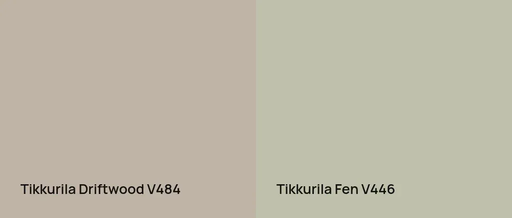 Tikkurila Driftwood V484 vs Tikkurila Fen V446