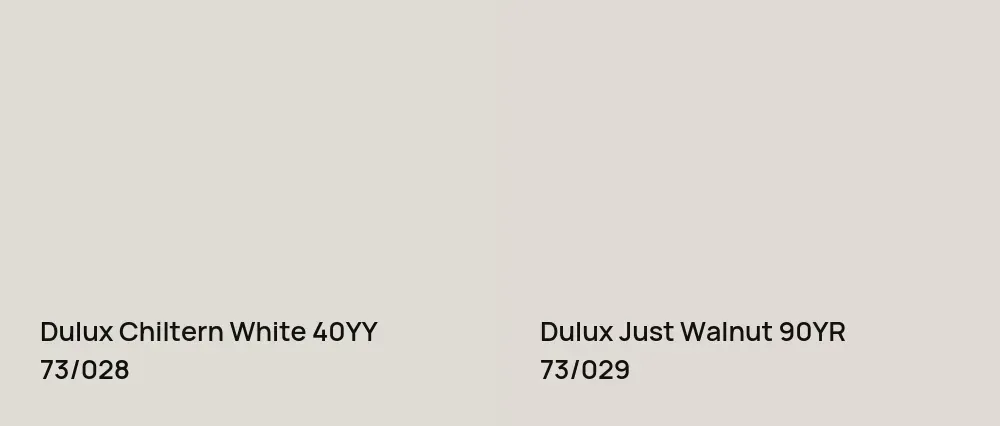 Dulux Chiltern White 40YY 73/028 vs Dulux Just Walnut 90YR 73/029