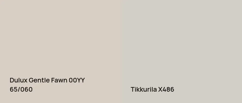 Dulux Gentle Fawn 00YY 65/060 vs Tikkurila  X486