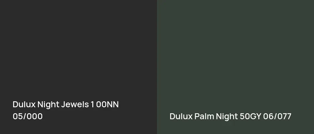 Dulux Night Jewels 1 00NN 05/000 vs Dulux Palm Night 50GY 06/077