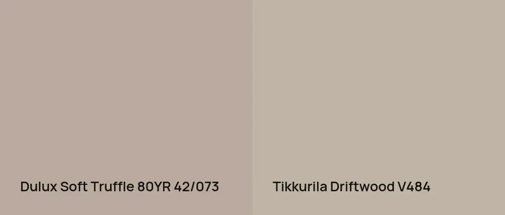 Dulux Soft Truffle 80YR 42/073 vs Tikkurila Driftwood V484