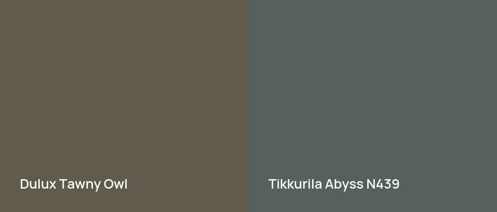 Dulux Tawny Owl  vs Tikkurila Abyss N439