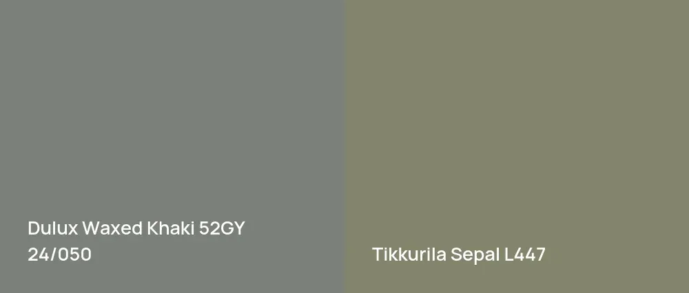 Dulux Waxed Khaki 52GY 24/050 vs Tikkurila Sepal L447