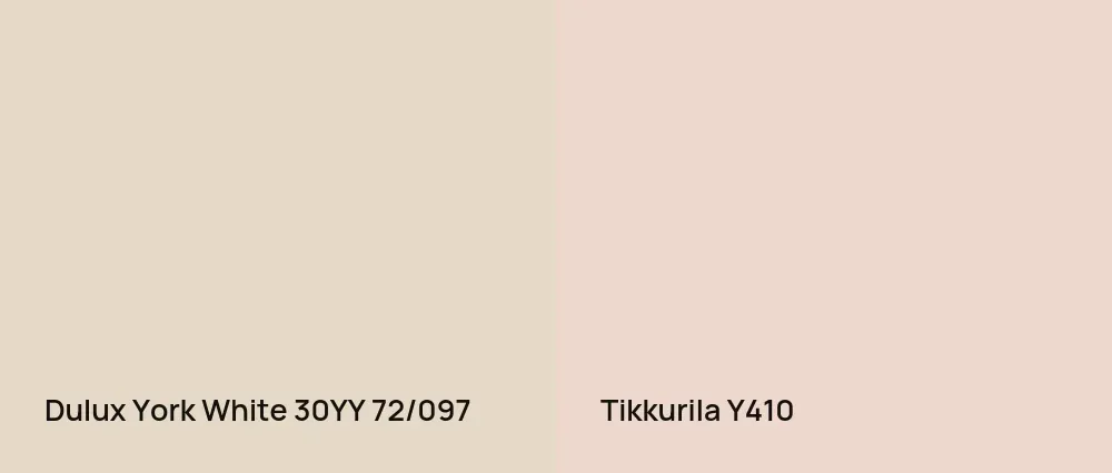 Dulux York White 30YY 72/097 vs Tikkurila  Y410