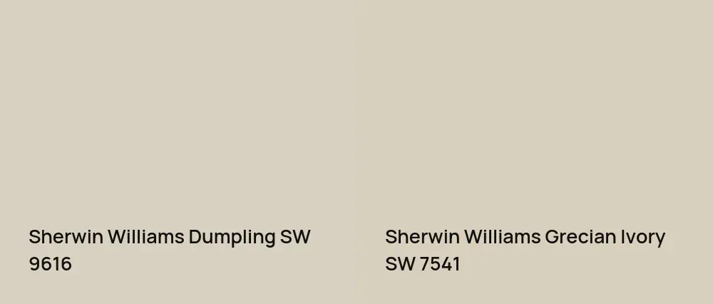 Sherwin Williams Dumpling SW 9616 vs Sherwin Williams Grecian Ivory SW 7541