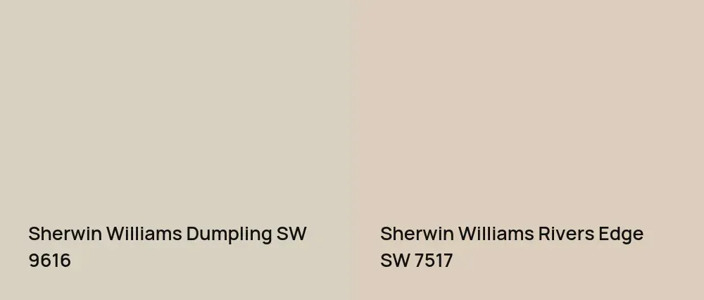 Sherwin Williams Dumpling SW 9616 vs Sherwin Williams Rivers Edge SW 7517