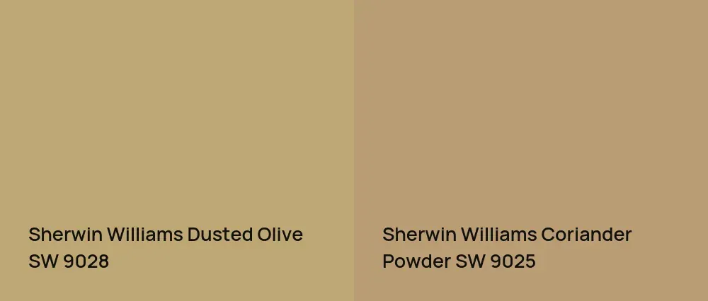 Sherwin Williams Dusted Olive SW 9028 vs Sherwin Williams Coriander Powder SW 9025