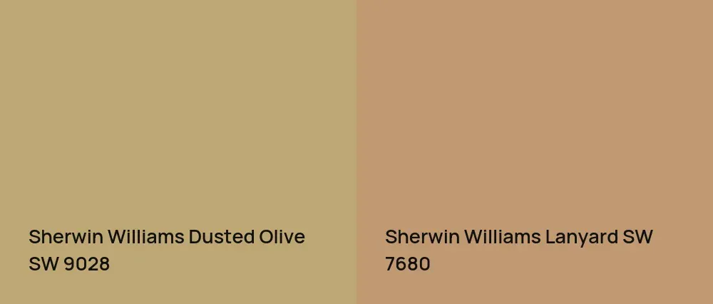 Sherwin Williams Dusted Olive SW 9028 vs Sherwin Williams Lanyard SW 7680