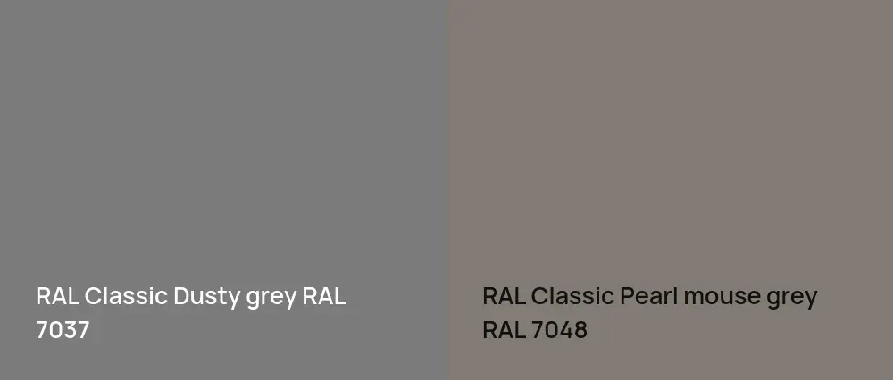 RAL Classic  Dusty grey RAL 7037 vs RAL Classic  Pearl mouse grey RAL 7048