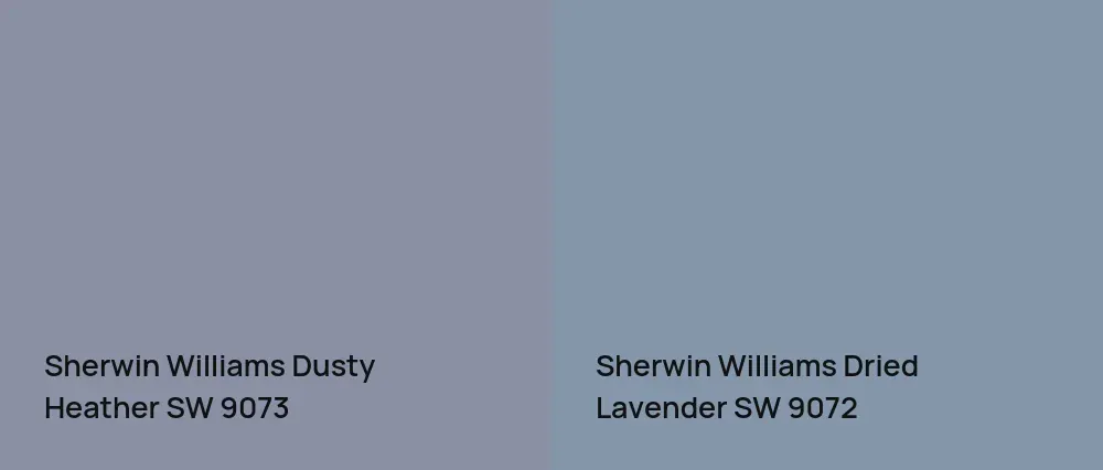 Sherwin Williams Dusty Heather SW 9073 vs Sherwin Williams Dried Lavender SW 9072