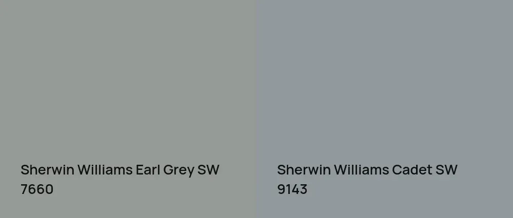 Sherwin Williams Earl Grey SW 7660 vs Sherwin Williams Cadet SW 9143