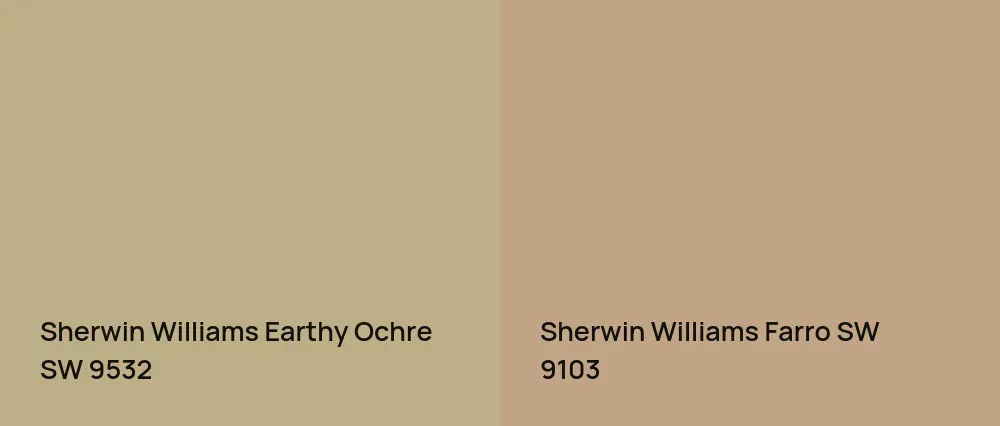 Sherwin Williams Earthy Ochre SW 9532 vs Sherwin Williams Farro SW 9103