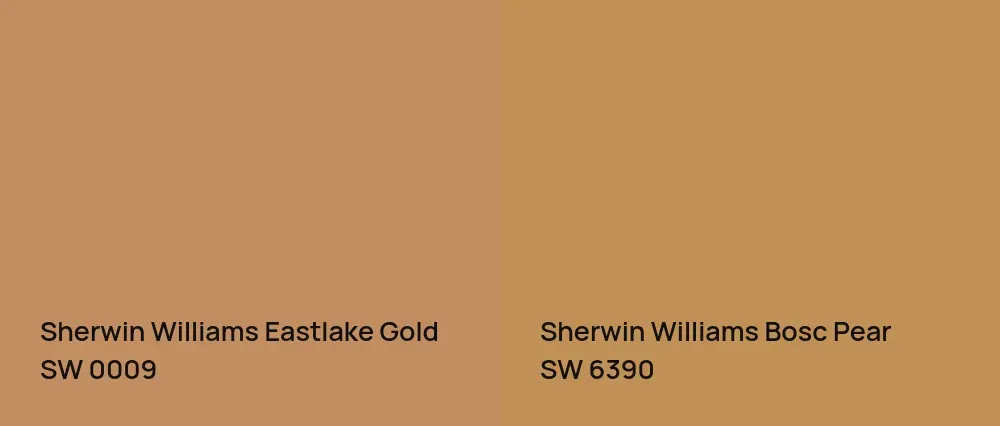 Sherwin Williams Eastlake Gold SW 0009 vs Sherwin Williams Bosc Pear SW 6390