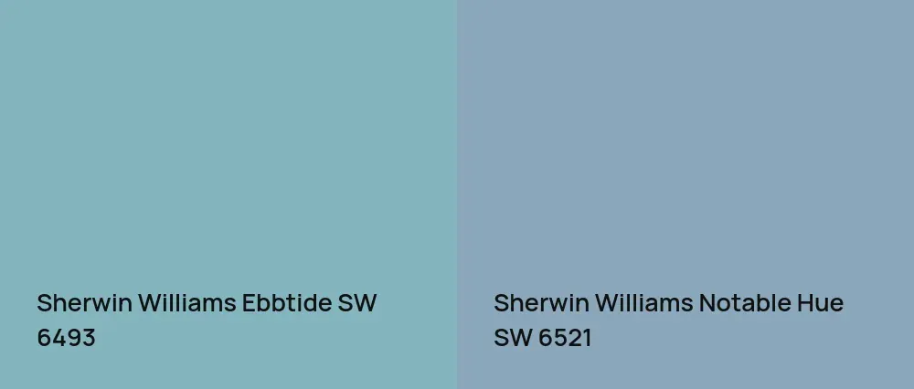 Sherwin Williams Ebbtide SW 6493 vs Sherwin Williams Notable Hue SW 6521