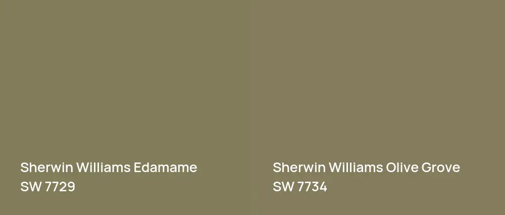Sherwin Williams Edamame SW 7729 vs Sherwin Williams Olive Grove SW 7734