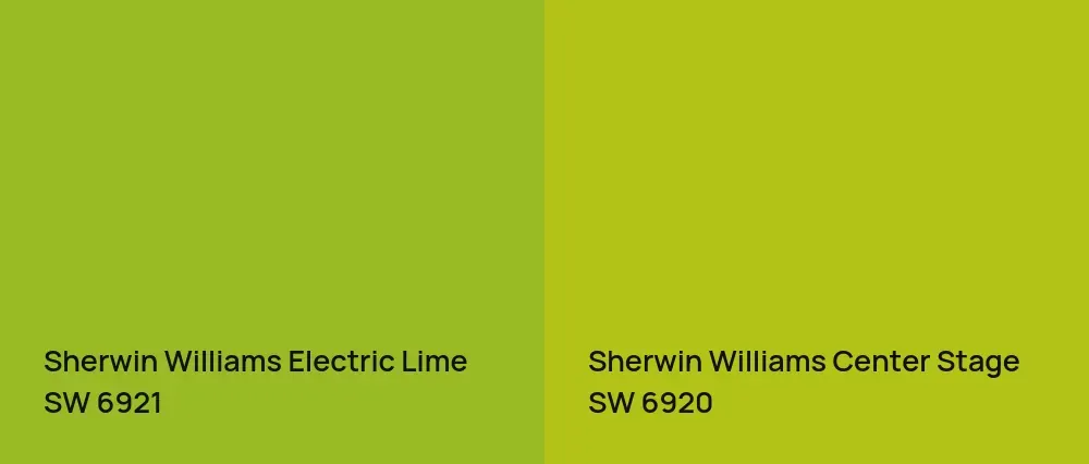 Sherwin Williams Electric Lime SW 6921 vs Sherwin Williams Center Stage SW 6920