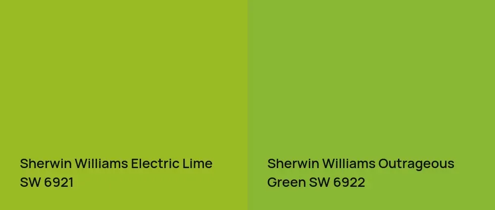 Sherwin Williams Electric Lime SW 6921 vs Sherwin Williams Outrageous Green SW 6922