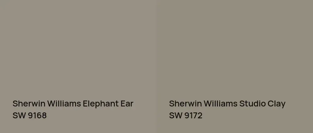 Sherwin Williams Elephant Ear SW 9168 vs Sherwin Williams Studio Clay SW 9172