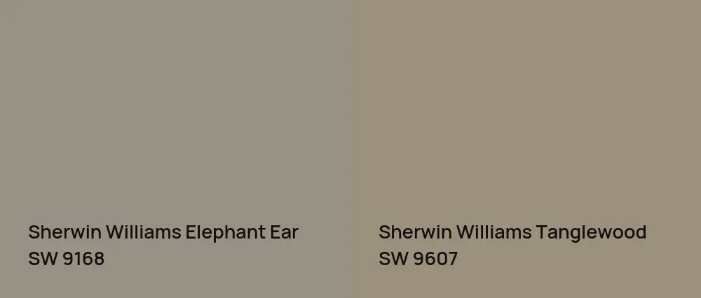 Sherwin Williams Elephant Ear SW 9168 vs Sherwin Williams Tanglewood SW 9607
