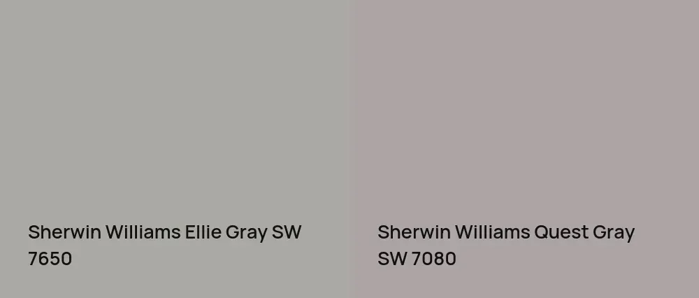 Sherwin Williams Ellie Gray SW 7650 vs Sherwin Williams Quest Gray SW 7080