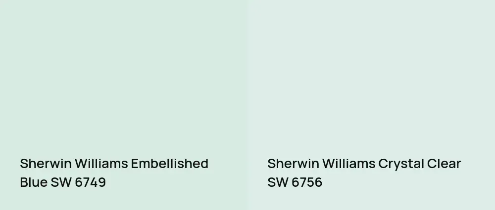 Sherwin Williams Embellished Blue SW 6749 vs Sherwin Williams Crystal Clear SW 6756