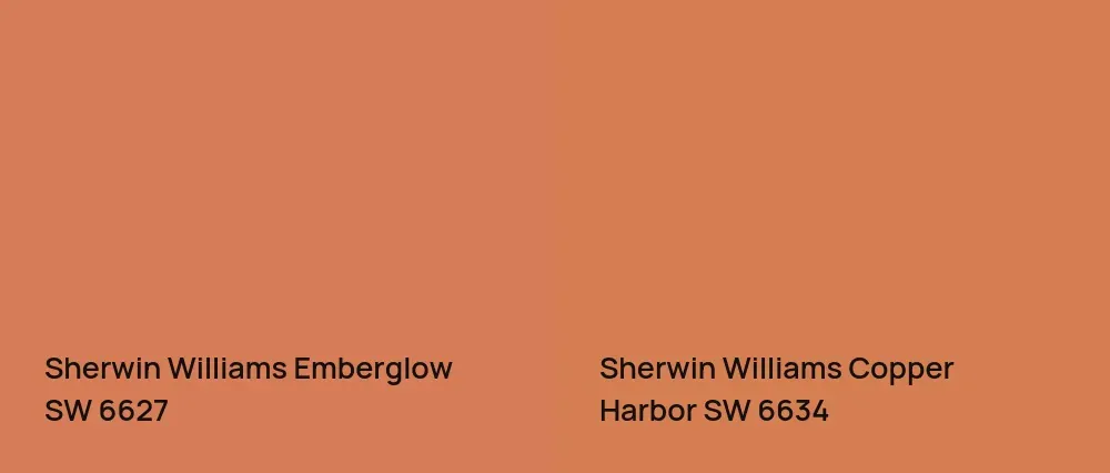Sherwin Williams Emberglow SW 6627 vs Sherwin Williams Copper Harbor SW 6634