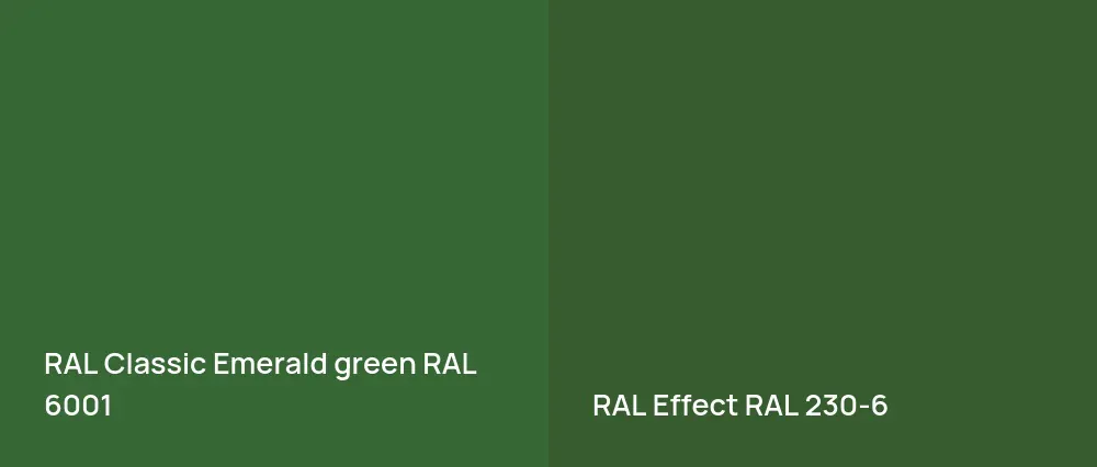 RAL Classic  Emerald green RAL 6001 vs RAL Effect  RAL 230-6
