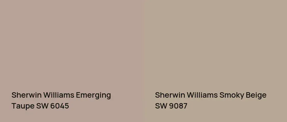 Sherwin Williams Emerging Taupe SW 6045 vs Sherwin Williams Smoky Beige SW 9087