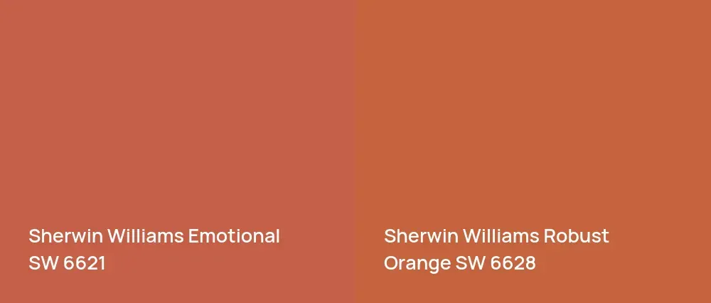 Sherwin Williams Emotional SW 6621 vs Sherwin Williams Robust Orange SW 6628