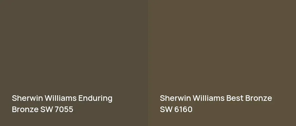 Sherwin Williams Enduring Bronze SW 7055 vs Sherwin Williams Best Bronze SW 6160