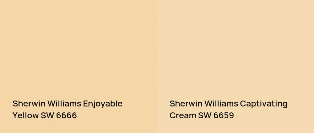 Sherwin Williams Enjoyable Yellow SW 6666 vs Sherwin Williams Captivating Cream SW 6659