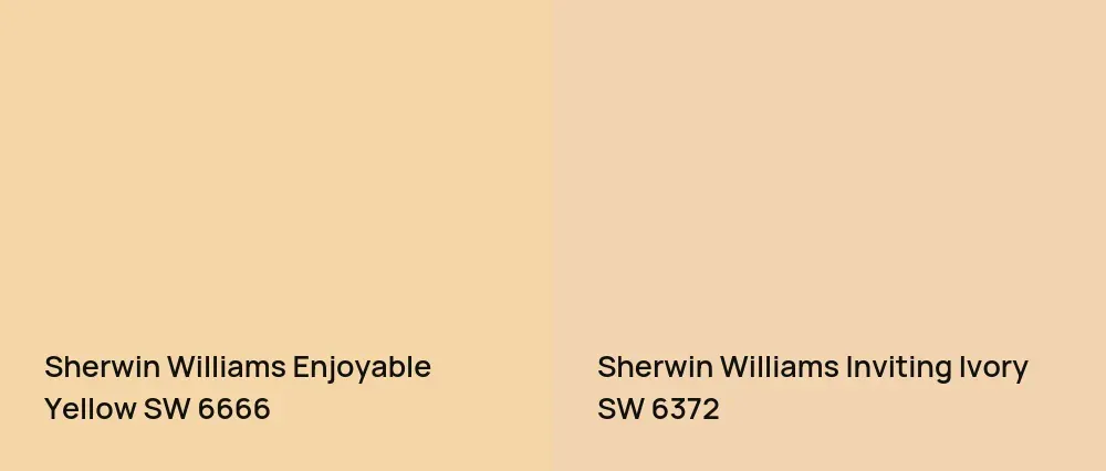 Sherwin Williams Enjoyable Yellow SW 6666 vs Sherwin Williams Inviting Ivory SW 6372