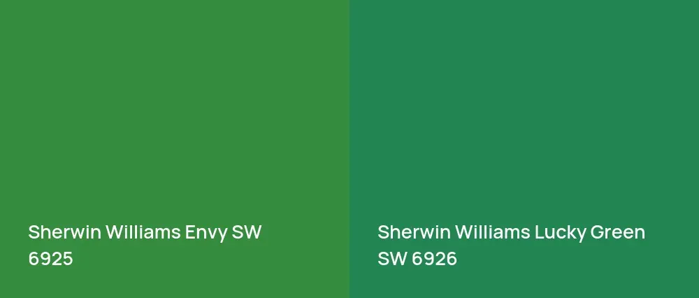 Sherwin Williams Envy SW 6925 vs Sherwin Williams Lucky Green SW 6926