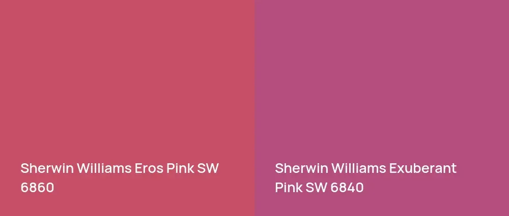 Sherwin Williams Eros Pink SW 6860 vs Sherwin Williams Exuberant Pink SW 6840