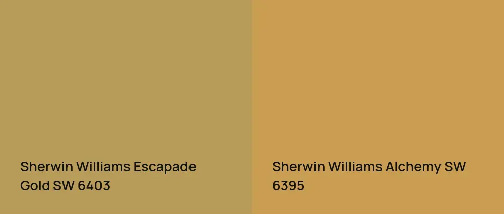 Sherwin Williams Escapade Gold SW 6403 vs Sherwin Williams Alchemy SW 6395