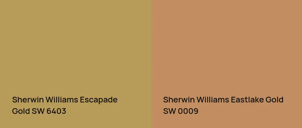Sherwin Williams Escapade Gold SW 6403 vs Sherwin Williams Eastlake Gold SW 0009
