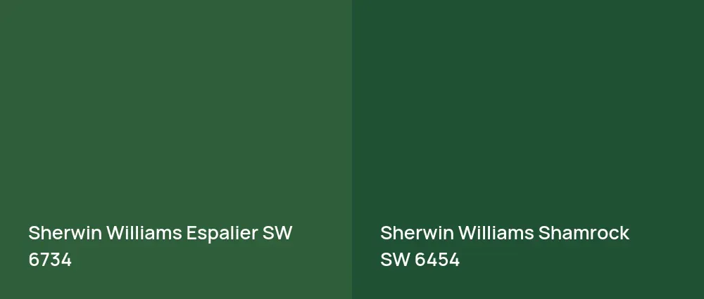 Sherwin Williams Espalier SW 6734 vs Sherwin Williams Shamrock SW 6454