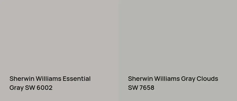 Sherwin Williams Essential Gray SW 6002 vs Sherwin Williams Gray Clouds SW 7658
