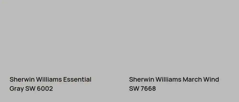 Sherwin Williams Essential Gray SW 6002 vs Sherwin Williams March Wind SW 7668