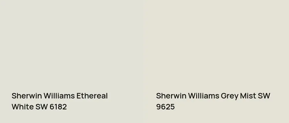 Sherwin Williams Ethereal White SW 6182 vs Sherwin Williams Grey Mist SW 9625