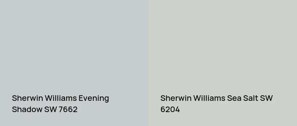 Sherwin Williams Evening Shadow SW 7662 vs Sherwin Williams Sea Salt SW 6204