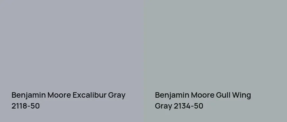 Benjamin Moore Excalibur Gray 2118-50 vs Benjamin Moore Gull Wing Gray 2134-50